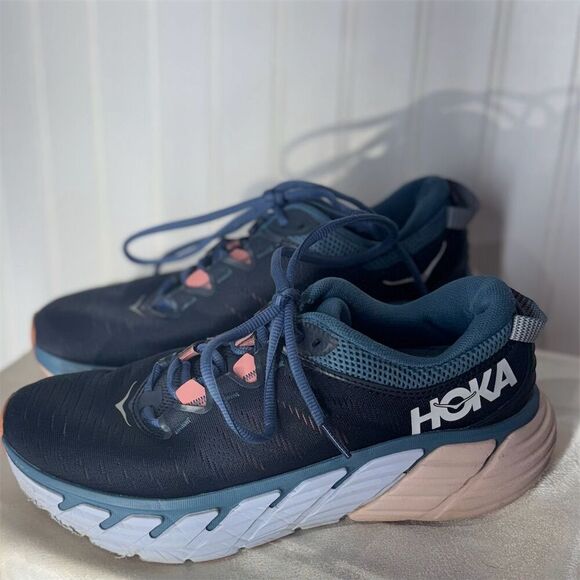 HOKA One One Gaviota 3 Women’s Running Shoes Navy Pink 8.5B Stability Trainer - Picture 1 of 9